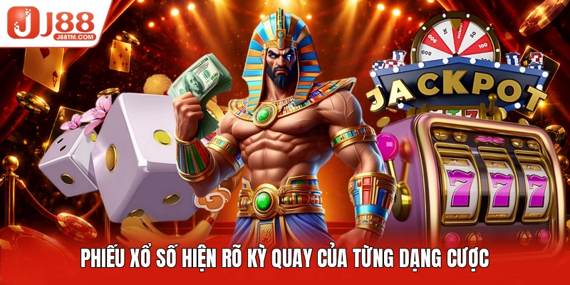 Phiếu xổ số hiện rõ kỳ quay của từng dạng cược